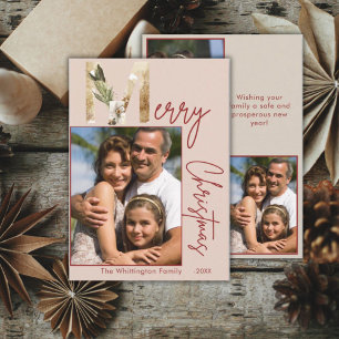 Modern Minimalist Gold Photo Christmas Card