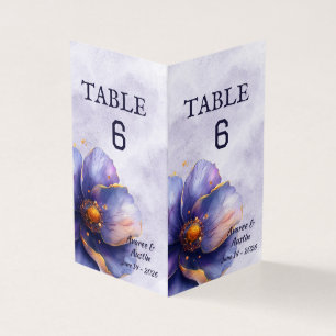 Modern Minimalist Gold Purple Wedding Table Number