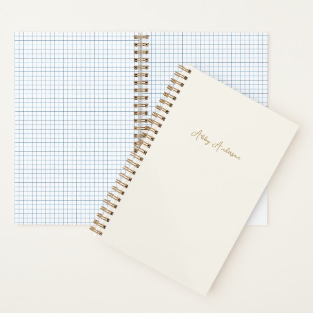 Modern Minimalist Gold Script | Off White Graph Notebook (Inside)