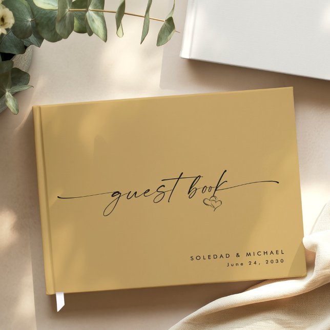 Modern Minimalist Gold Script Wedding Guest Book (Creator Uploaded)