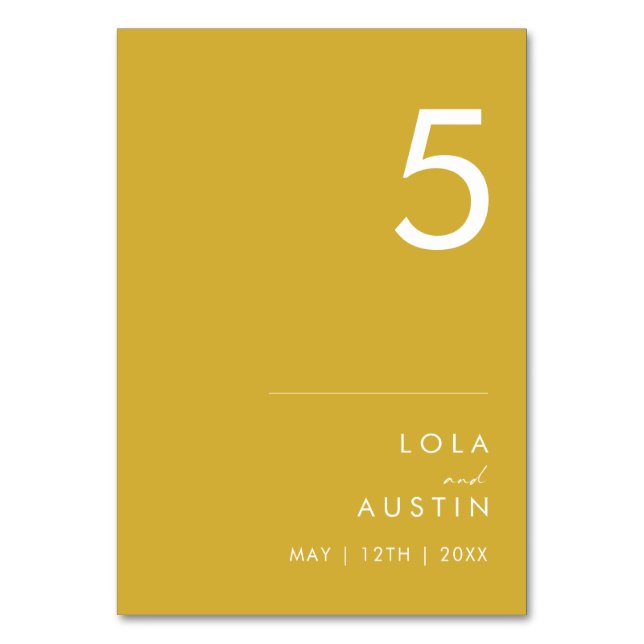 Modern Minimalist Gold Table Number (Front)