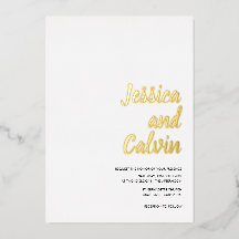 Modern Minimalist Gold Text Wedding Invitation