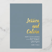 Modern Minimalist Gold Text Wedding Invitation