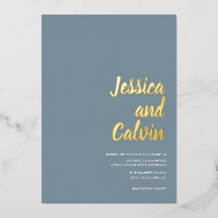 Modern Minimalist Gold Text Wedding Invitation