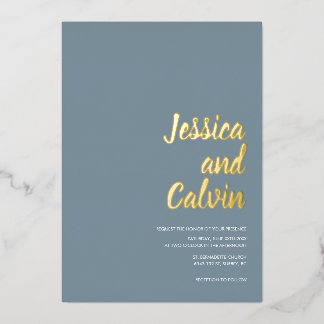Modern Minimalist Gold Text Wedding Invitation