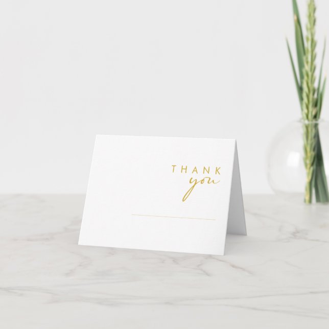 Modern Minimalist Gold Thank You Card (Front)