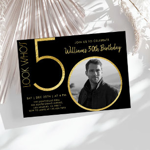 Modern Minimalist Gold Type 50th Birthday Invitation