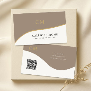 Modern Minimalist Gold Wave Monogram Professional Business Card