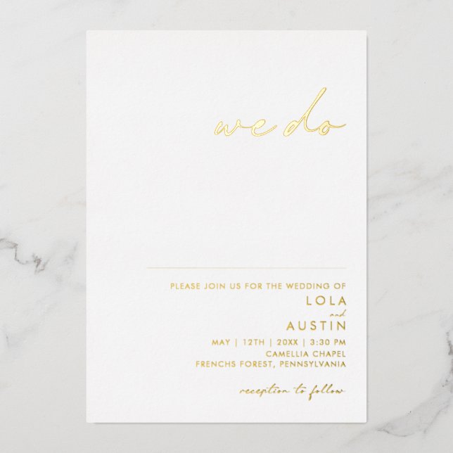 Modern Minimalist | Gold We Do Wedding Real (Front)