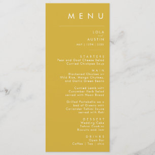 Modern Minimalist Gold Wedding Dinner Menu