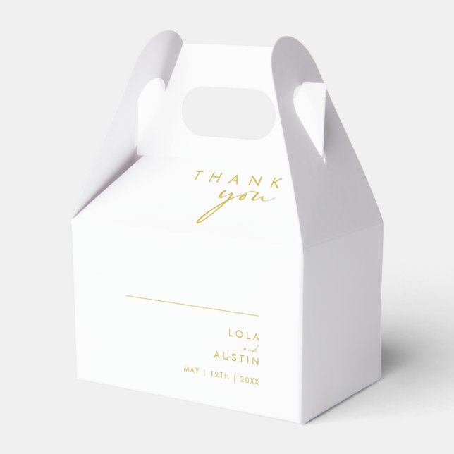 Modern Minimalist Gold Wedding Favour Box (Front Side)