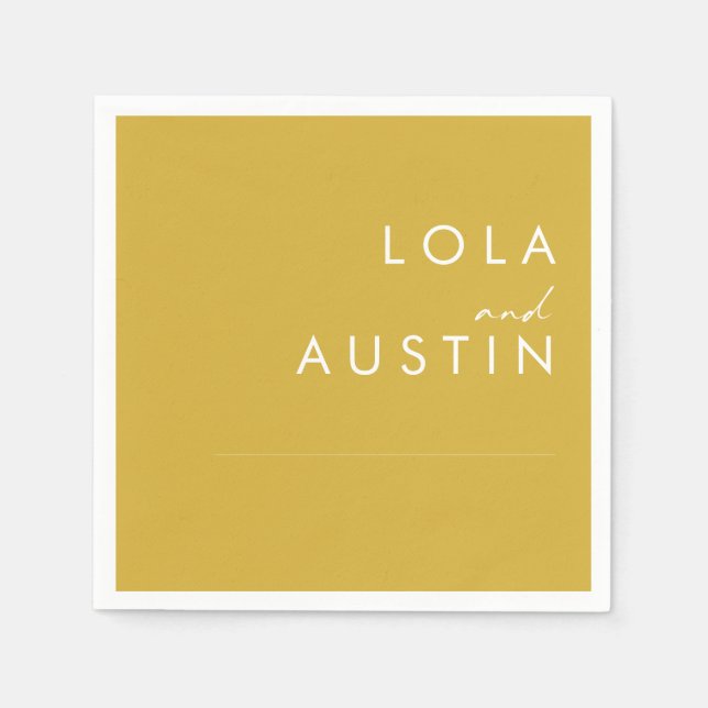 Modern Minimalist Gold Wedding Napkins (Front)