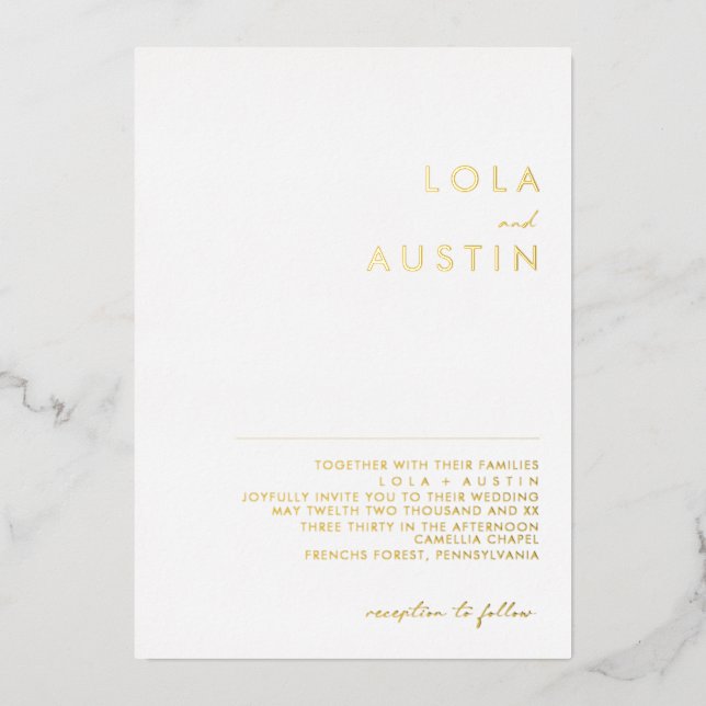 Modern Minimalist | Gold Wedding Real (Front)