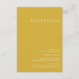 Modern Minimalist Gold Wedding Reception Card