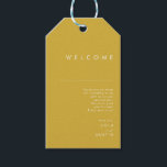 Modern Minimalist Gold Wedding Welcome Gift Tags<br><div class="desc">These Modern Minimalist Gold wedding welcome gift tags are perfect for your classy boho wedding-. Its simple, unique abstract design accompanied by a contemporary minimal script and gold colour palette gives this product a feel of elegant formal luxury while staying simplistic, chic bohemian. Keep it as is, or choose to...</div>