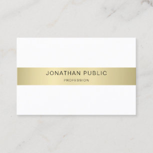 Modern Minimalist Gold White Elegant Simple Trendy Business Card