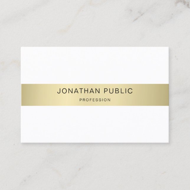 Modern Minimalist Gold White Elegant Simple Trendy Business Card (Front)