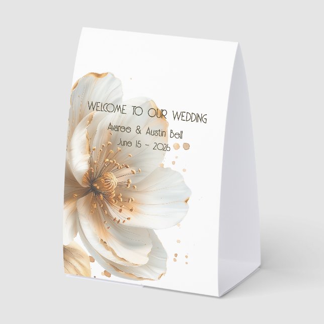 Modern Minimalist Gold White WELCOME TO OUR WEDDIN (Front)