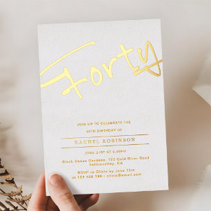 Modern Minimalist Golden Script 40TH birthday Gold