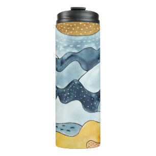 Modern Minimalist Golden Sun Illustration Thermal Tumbler