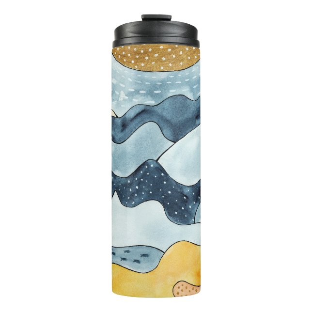 Modern Minimalist Golden Sun Illustration Thermal Tumbler (Front)