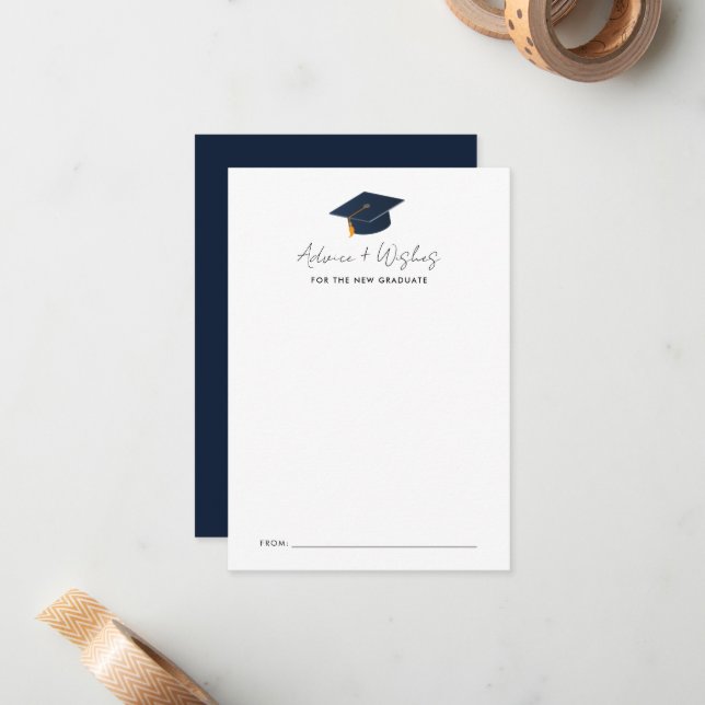 Modern Minimalist Grad Advice & Wishes Card (Front/Back In Situ)