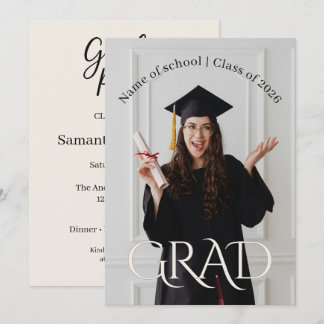 Modern Minimalist Grad | Elegant Photo Grad Party Invitation