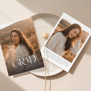 Modern Minimalist Grad Graduate 2 Photo Graduation Thank You Card