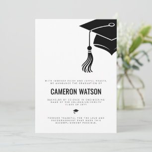 Modern Minimalist Grad Hat and Tassel Graduation Announcement