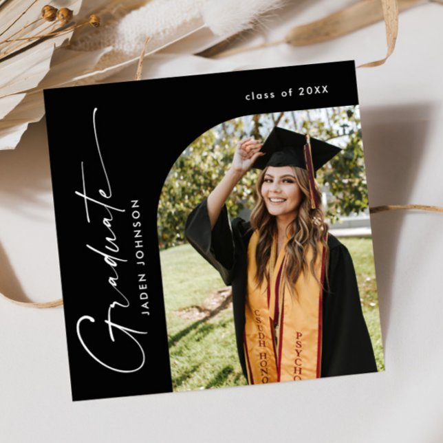 Modern Minimalist Grad PHOTO Graduation Party Invitation (Creator Uploaded)