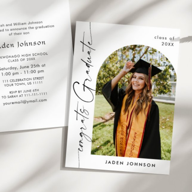 Modern Minimalist Grad PHOTO Graduation Party Invitation (Creator Uploaded)