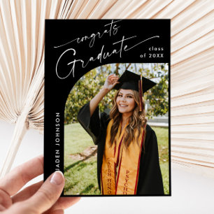 Modern Minimalist Grad PHOTO Graduation Party Invitation