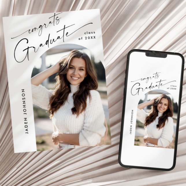 Modern Minimalist Grad PHOTO Graduation Party Invitation (Creator Uploaded)
