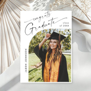 Modern Minimalist Grad PHOTO Graduation Party Invitation