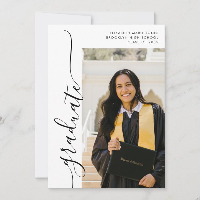 Modern Minimalist Graduate Grad Photo Graduation Announcement (Front)
