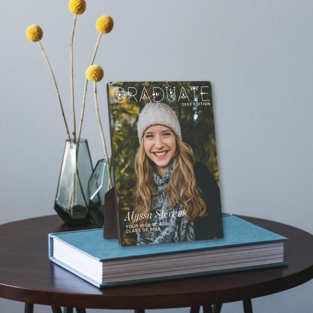 Modern Minimalist Graduate Overlay Magazine Style  Plaque (Creator Uploaded)