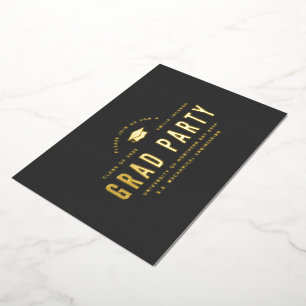 Modern Minimalist Graduation 2023 Black Gold Party