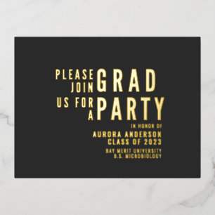 Modern Minimalist Graduation 2023 Party Foil Holiday Postcard