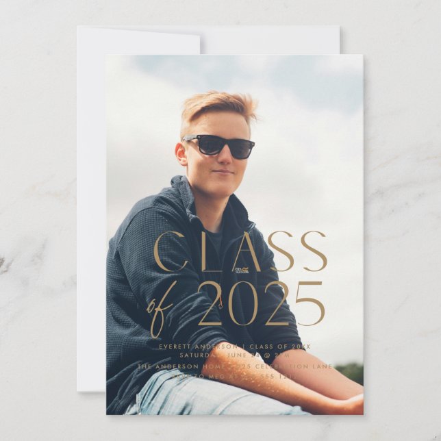 Modern Minimalist Graduation Announcement Card (Front)