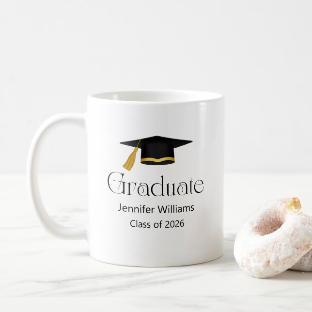 modern minimalist graduation cap class of 2026  coffee mug (With Donut)