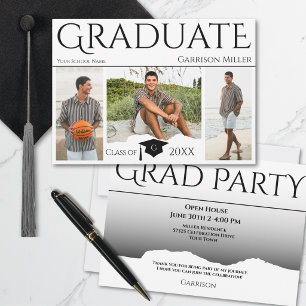 Modern Minimalist Graduation Grad Party Photo Invitation