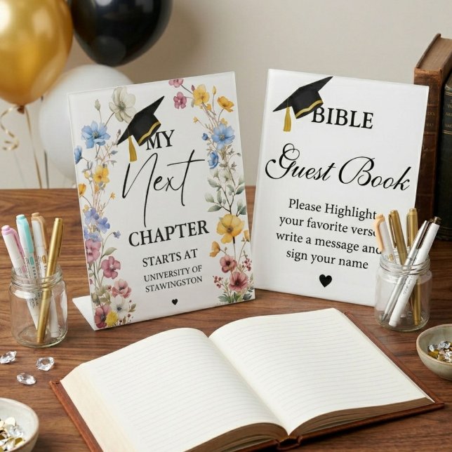 Modern Minimalist Graduation My next Chapter start Pedestal Sign (Creator Uploaded)
