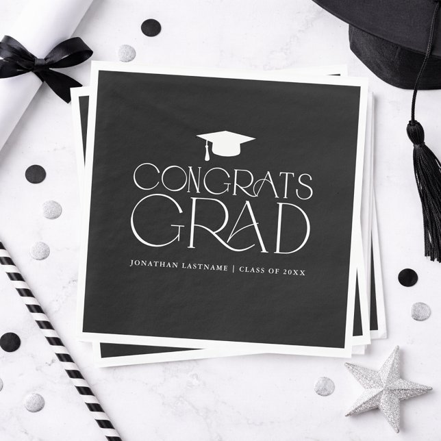 Modern Minimalist Graduation  Napkin (Modern Minimalist Graduation Napkins)