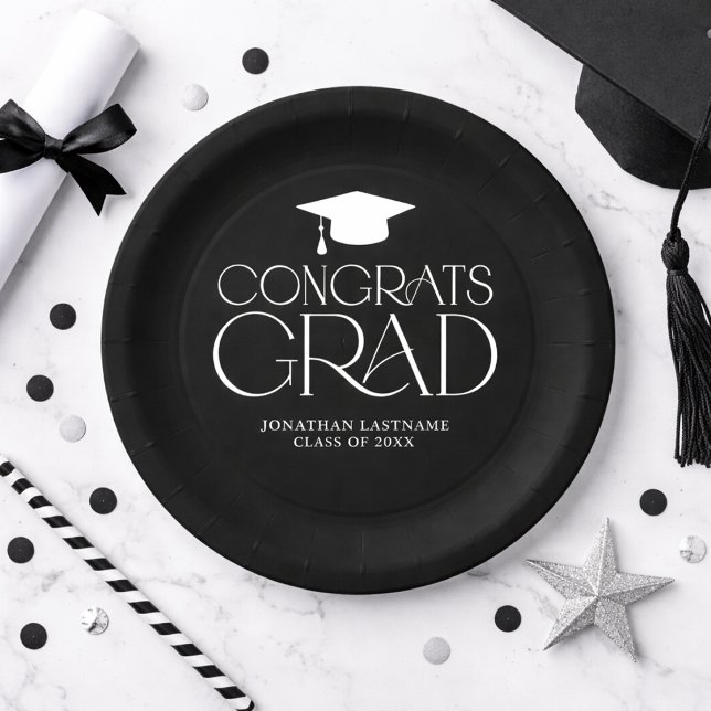 Modern Minimalist Graduation Paper Plate (Modern Minimalist Graduation Paper Plates)