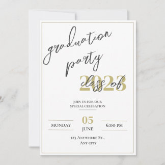 Modern minimalist graduation party invitation