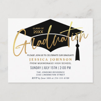 Modern Minimalist Graduation Party PHOTO Announcement Postcard