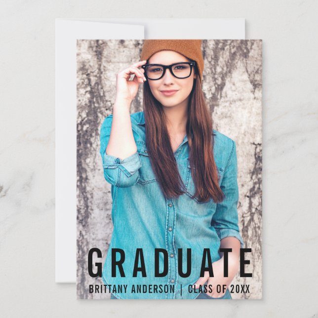 Modern Minimalist Graduation Photo Announcement B (Front)
