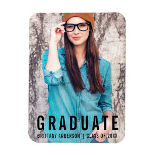 Modern Minimalist Graduation Photo Announcement B Magnet