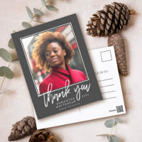 Modern Minimalist Graduation Photo Grey Thank You