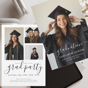 Modern Minimalist Graduation Photo Invitation